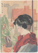 Modern Woman Looking in Shop Window Before the New Year (untitled)